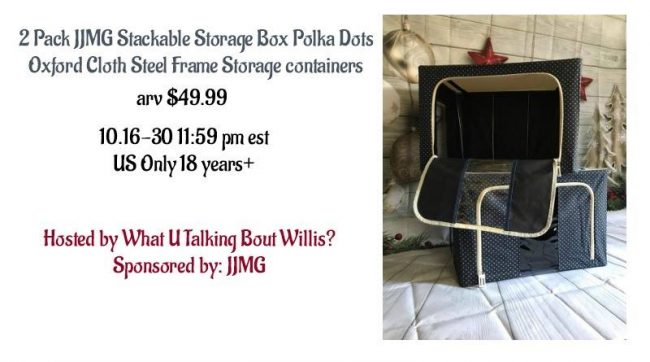 JJMG Stackable Storage Box Polka Dots Oxford Cloth Steel Frame 2 Pk Giveaway 