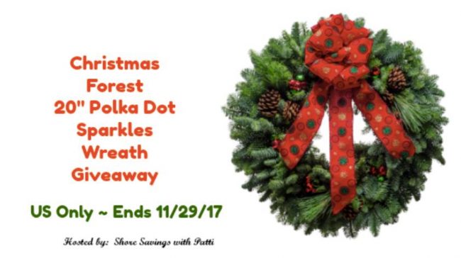 Christmas Forest 20 inch Polka Dot Sparkles Wreath Giveaway