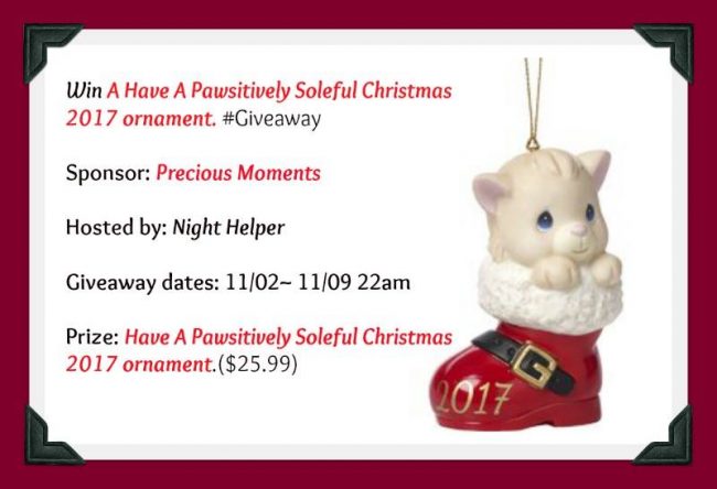 Have A Pawsitively Soleful Christmas 2017 ornament Giveaway