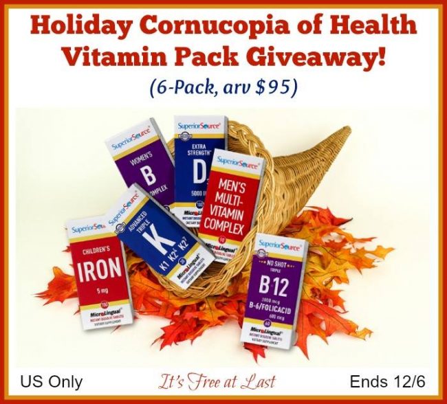 Holiday Cornucopia of Health Vitamin Pack Giveaway 