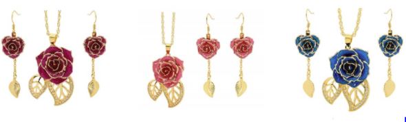 earrings and necklace eternity rose