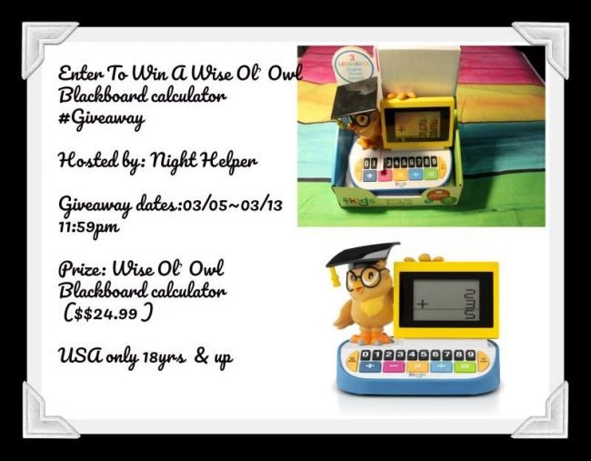 Wise Ol’ Owl Blackboard Calculator #Giveaway