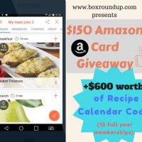 Recipe Calendar Giveaway - 10 Winners Prizes include $150 Amazon GC & Membership Codes