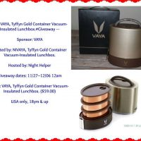 VAYA, Tyffyn Gold Container Vacuum-Insulated Lunchbox Giveaway