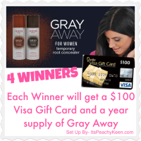 Visa Gift Card Giveaway - 4 $100 Winners & 1 Yr. Supply of Gray Away