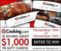 Cooking.com Giveaway - 10 $100 Winners & Promo Code