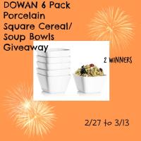DOWAN 6 Pack Porcelain Bowls Giveaway - 2 Winners