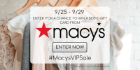 Enter to Win 1 of 5 - $100 Macy's e-gift cards #MACYSVIPSALE #GIVEAWAY